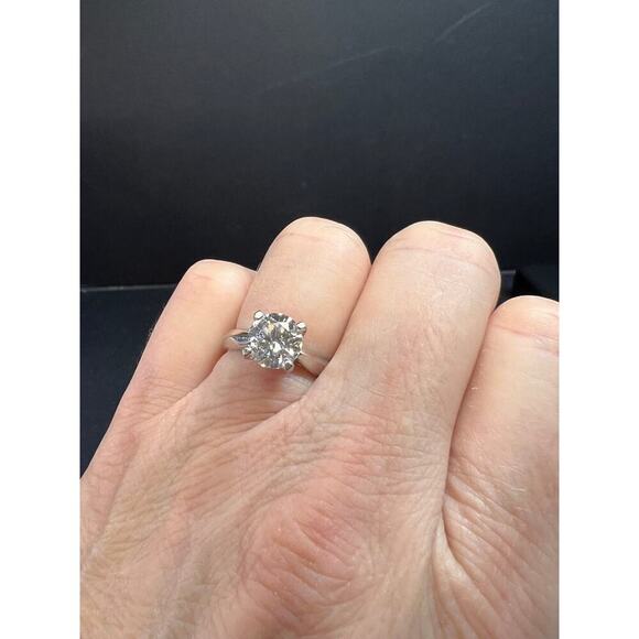 Vintage CZ solitaire sterling silver ring size 7 - Picture 11 of 15